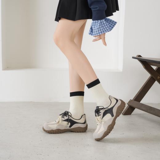 西村名物2025年秋季新款运动休闲复古透气双鞋带平底德训靴赛车鞋T25CM31771 商品图3