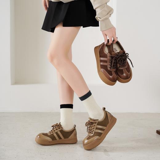 西村名物2025年秋季新款复古系带休闲鞋厚底增高百搭德训鞋T25CM31581 商品图0