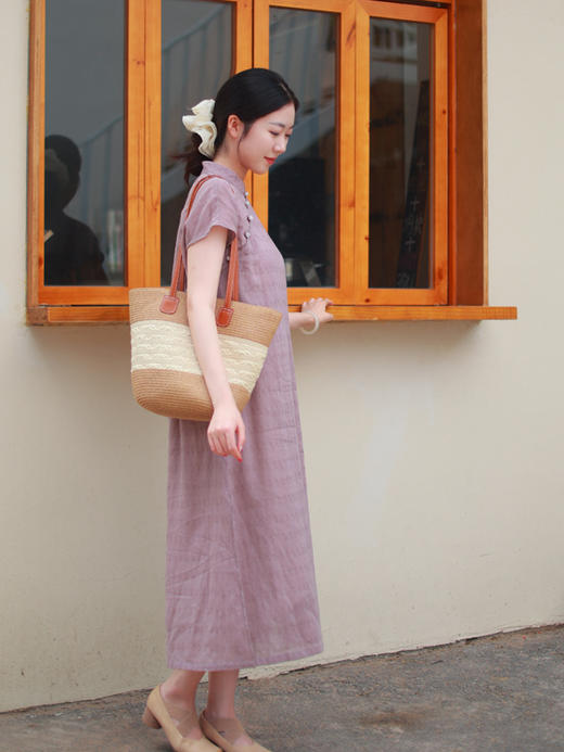 【线上专属】新中式连衣裙（25707409-珠子褐） 商品图3