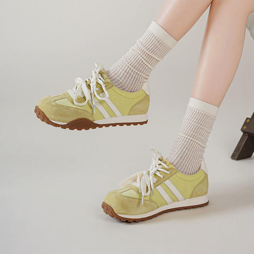 西村名物2025年春夏新款女士芒果头复古平底透气百搭复古运动复古德训鞋T25CM38961 商品图6