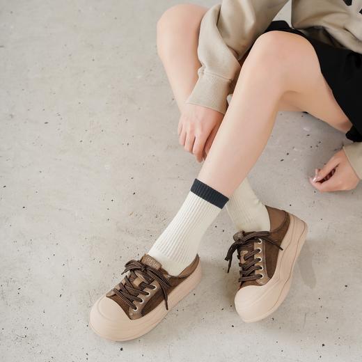 西村名物2025年秋季新款复古休闲运动板鞋轻厚底防滑舒适透气系带运动鞋饼干鞋T25CM31571 商品图6