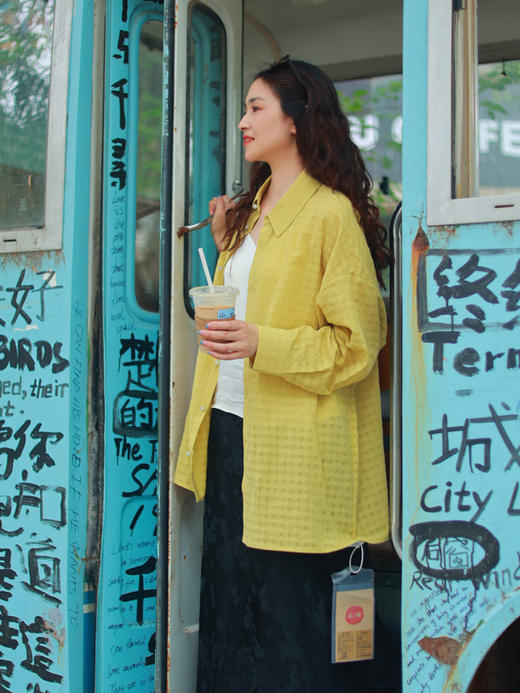 【抖音专属】新中式衬衣（25710399b-苍黄） 商品图1