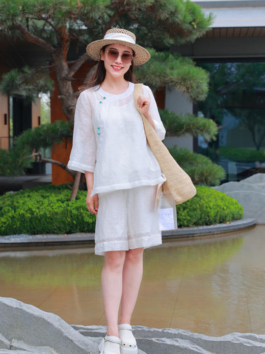 抖音专属】新中式上衣（25710389-兰因） 商品图0