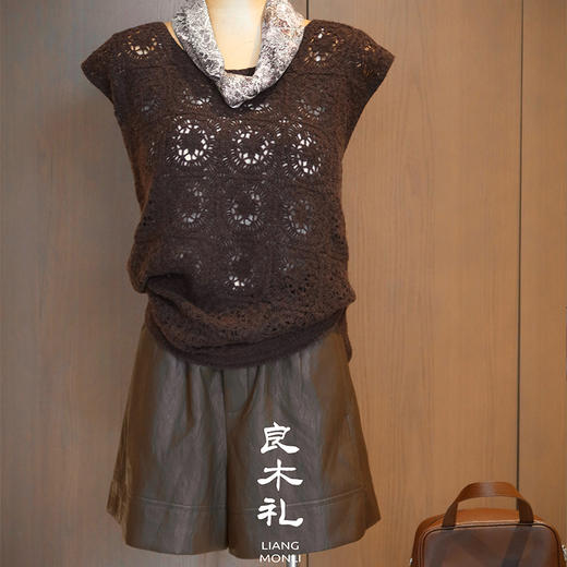 【预售7天】良木礼休闲皮短裤（Q258453） 商品图0