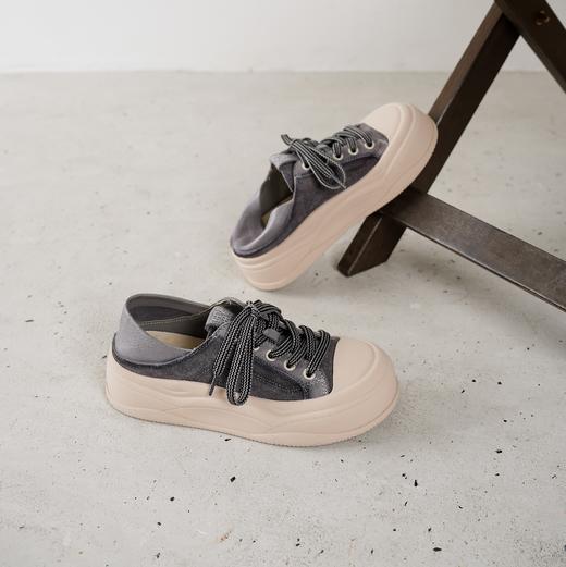 西村名物2025年秋季新款复古休闲运动板鞋轻厚底防滑舒适透气系带运动鞋饼干鞋T25CM31571 商品图12