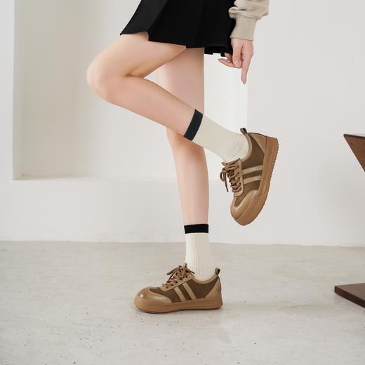 西村名物2025年秋季新款复古系带休闲鞋厚底增高百搭德训鞋T25CM31581 商品图4