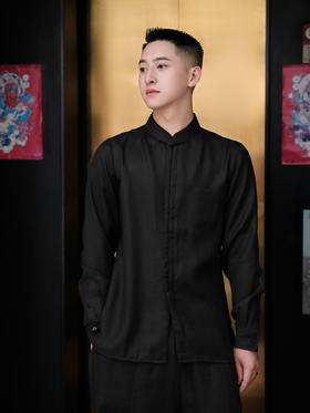 盛唐婧 | 中式百搭香云纱男款衬衫