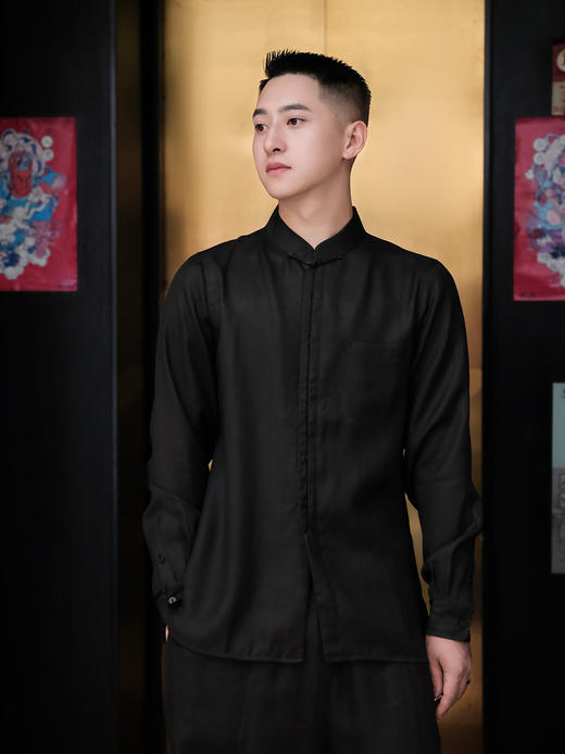 盛唐婧 | 中式百搭香云纱男款衬衫 商品图0