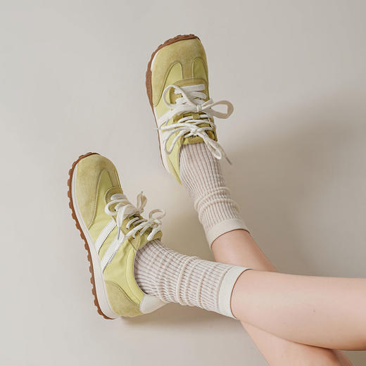 西村名物2025年春夏新款女士芒果头复古平底透气百搭复古运动复古德训鞋T25CM38961 商品图1