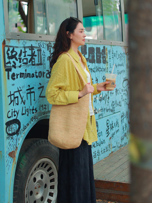 【抖音专属】新中式衬衣（25710399b-苍黄） 商品图4