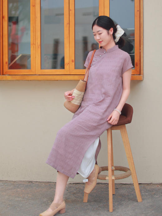 【线上专属】新中式连衣裙（25707409-珠子褐） 商品图2