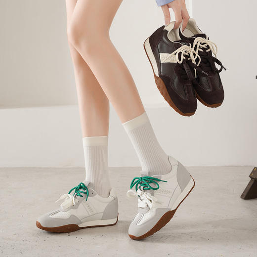 西村名物2025年秋季新款平底薄底复古不累脚复古运动德训鞋赛车鞋T25CM31411 商品图0