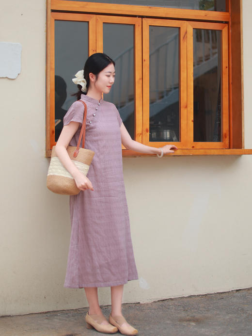 【线上专属】新中式连衣裙（25707409-珠子褐） 商品图1