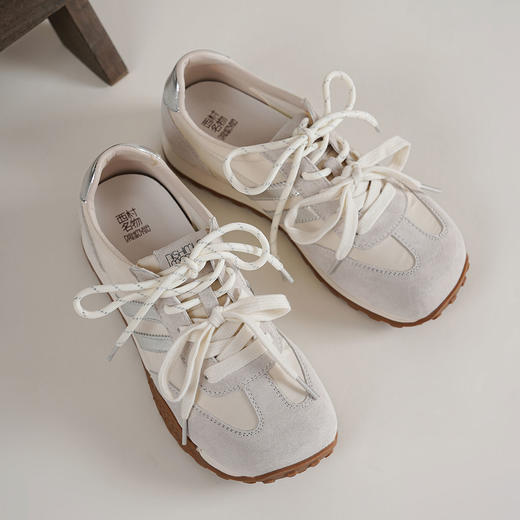 西村名物2025年春夏新款女士芒果头复古平底透气百搭复古运动复古德训鞋T25CM38961 商品图8