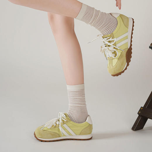 西村名物2025年春夏新款女士芒果头复古平底透气百搭复古运动复古德训鞋T25CM38961 商品图5