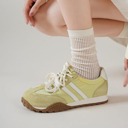 西村名物2025年春夏新款女士芒果头复古平底透气百搭复古运动复古德训鞋T25CM38961 商品图4