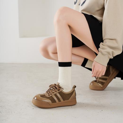 西村名物2025年秋季新款复古系带休闲鞋厚底增高百搭德训鞋T25CM31581 商品图6