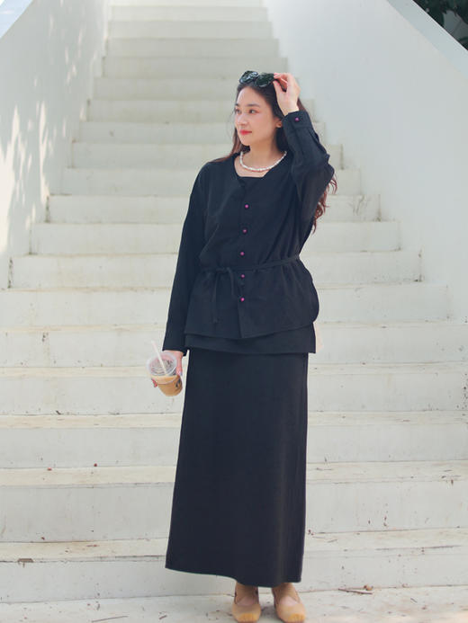 【抖音专属】新中式衬衣（25710384-玄夜） 商品图1