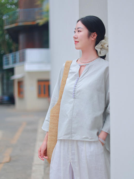 【抖音专属】新中式上衣（25708382-溶溶月） 商品图1