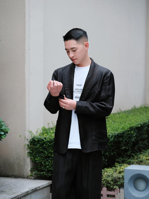 盛唐婧 | 轻奢真丝香云纱八达晕纹男款西装外套 商品图0