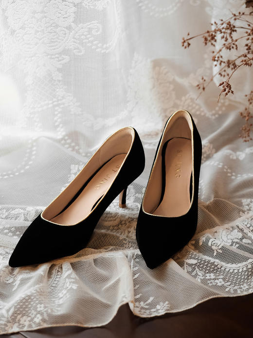 盛唐婧 | 墨阑-真丝丝绒高跟鞋(特殊商品不退不换)-[特价品] 商品图2