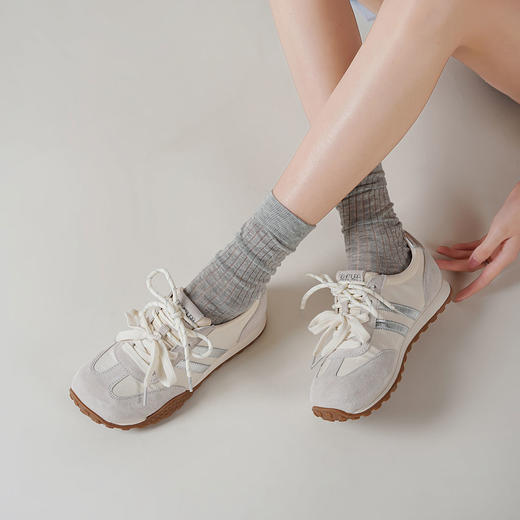 西村名物2025年春夏新款女士芒果头复古平底透气百搭复古运动复古德训鞋T25CM38961 商品图3