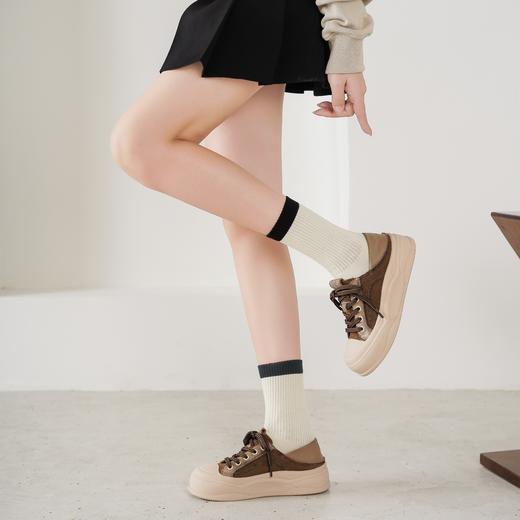 西村名物2025年秋季新款复古休闲运动板鞋轻厚底防滑舒适透气系带运动鞋饼干鞋T25CM31571 商品图2