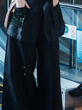 盛唐婧 | 香云纱龟裂纹百搭轻奢阔腿裤 商品图0