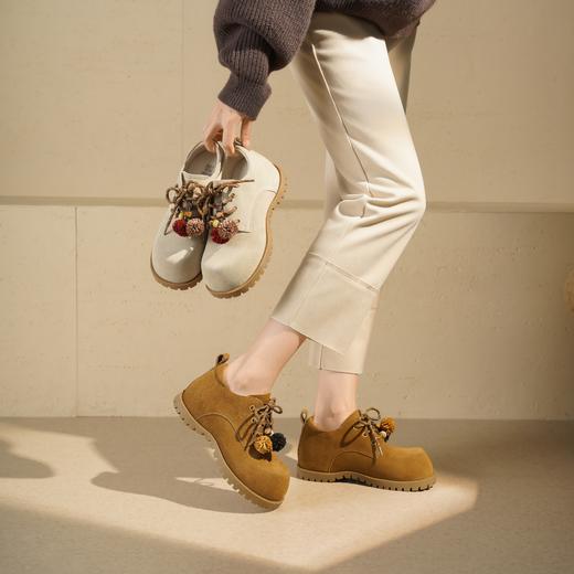 西村名物2025年秋季新款系带厚底增高百搭美拉德英伦风乐福鞋T25CM31701 商品图0