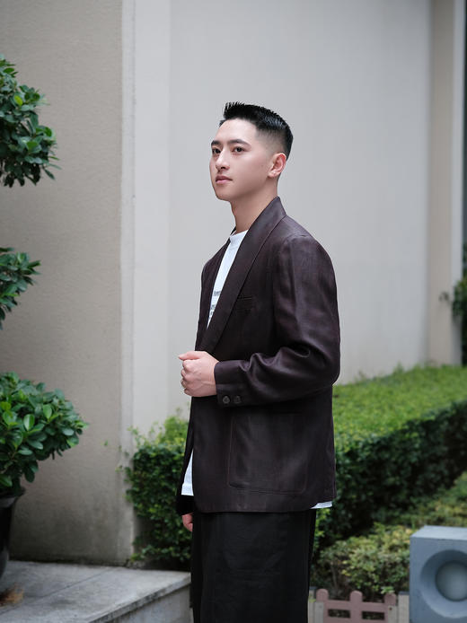盛唐婧 | 轻奢真丝香云纱男款西装外套 商品图0