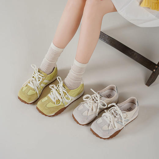 西村名物2025年春夏新款女士芒果头复古平底透气百搭复古运动复古德训鞋T25CM38961 商品图11