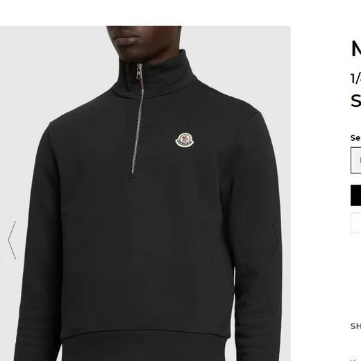 现货 moncler蒙口半拉链卫衣 经典款   只有黑色 商品图0