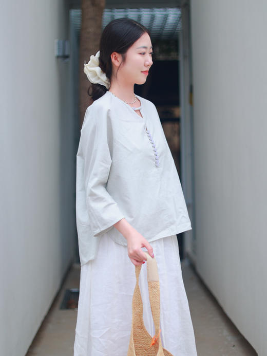 【抖音专属】新中式上衣（25708382-溶溶月） 商品图4