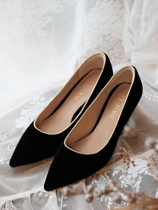 盛唐婧 | 墨阑-真丝丝绒高跟鞋(特殊商品不退不换)-[特价品] 商品图3