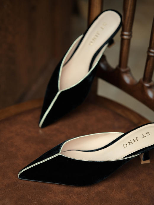 下架|盛唐婧 | 墨阑-真丝丝绒穆勒鞋(特殊商品不退不换)-[特价品] 商品图3