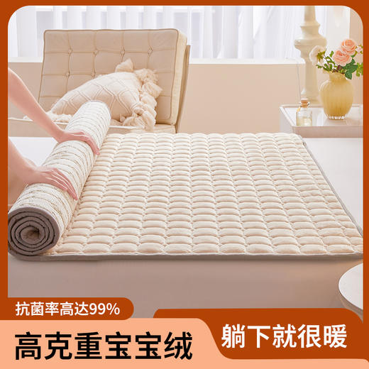 自然醒高克重宝宝绒抗菌纯色床褥床护垫LN 商品图1