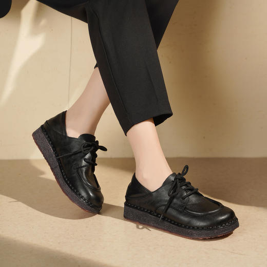 西村名物2025年秋季新款厚底气质学院风系带不累脚袋鼠鞋乐福鞋T25CM30861 商品图2