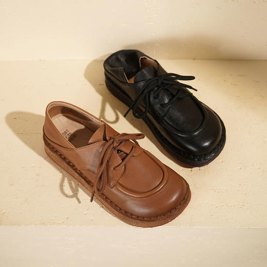 西村名物2025年秋季新款厚底气质学院风系带不累脚袋鼠鞋乐福鞋T25CM30861 商品图5