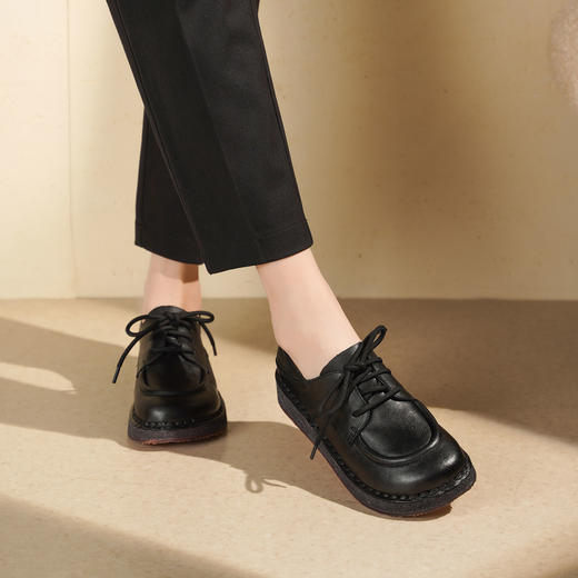 西村名物2025年秋季新款厚底气质学院风系带不累脚袋鼠鞋乐福鞋T25CM30861 商品图1