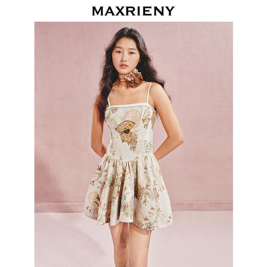 MAXRIENY【宫廷巴洛克--商场同款】复古中式缎面背心吊带连衣裙(货号:MC85DR519) 商品图2