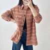 设计师款氛围感橘红格纹外套 商品缩略图2