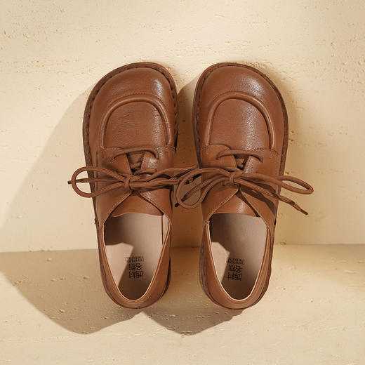 西村名物2025年秋季新款厚底气质学院风系带不累脚袋鼠鞋乐福鞋T25CM30861 商品图9