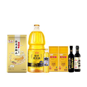 金龙鱼精萃稻米油1.5L*1KING'S特级亚麻籽油400ML*1金龙鱼御品珍珠米500g*2金龙鱼三年山西陈醋5度500mL*1金龙鱼零添加特级味极鲜500mL*1金龙鱼御品麦芯粉1KG*1
