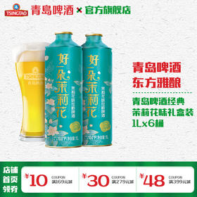 青岛啤酒经典茉莉花味1L*6礼盒装