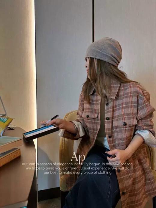 设计师款氛围感橘红格纹外套 商品图7