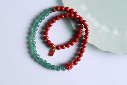 YHZS0109°长欢 朱砂+绿草莓晶手串 商品图1