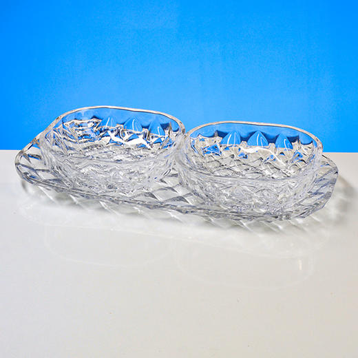 捷克进口零食水果盘玻璃托盘碗斗套装果碗送长辈宴会礼物波西米亚泰尼托盘5件套 商品图1