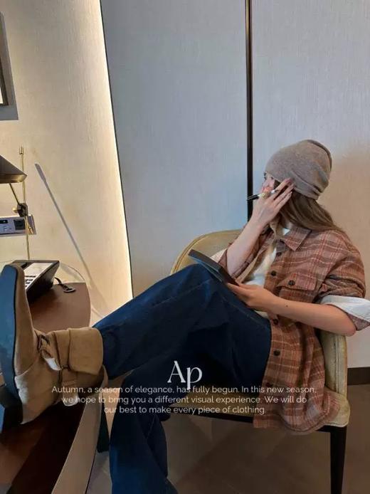 设计师款氛围感橘红格纹外套 商品图6