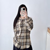 复古撞色格纹连帽长袖衬衫女25新款宽松休闲百搭中长款衬衣 商品缩略图0