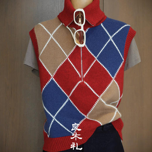 【预售7天】良木礼羊绒拉链背心（Q2584191F） 商品图1